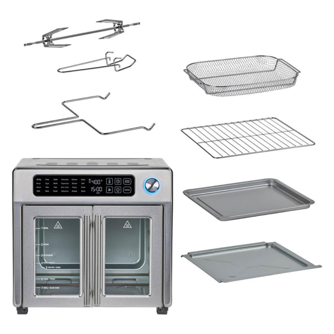 26-Quart French Door Air Fryer & Toaster Oven with 24 Cooking Programs