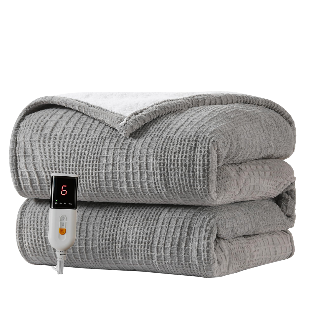 Electric Heated Blanket with Adjustable Heat Levels & Timer Control