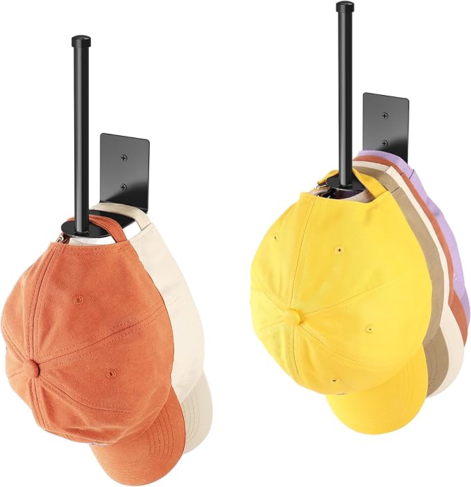 2pc Hat Rack Organizer for Caps, Stainless Steel, Wall Mounted Storage