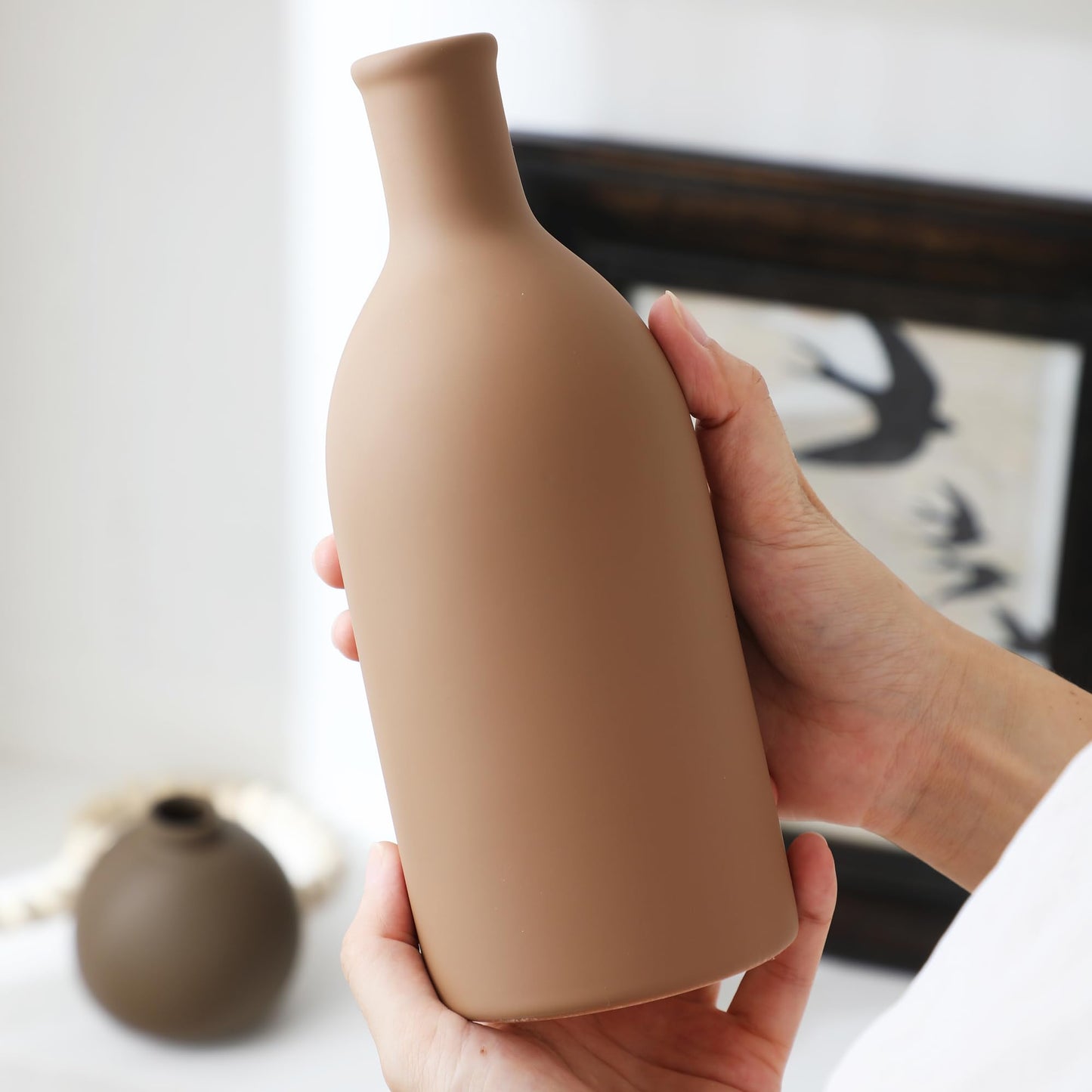 Ceramic Vase Set of 3 – Farmhouse Brown Pottery Vases