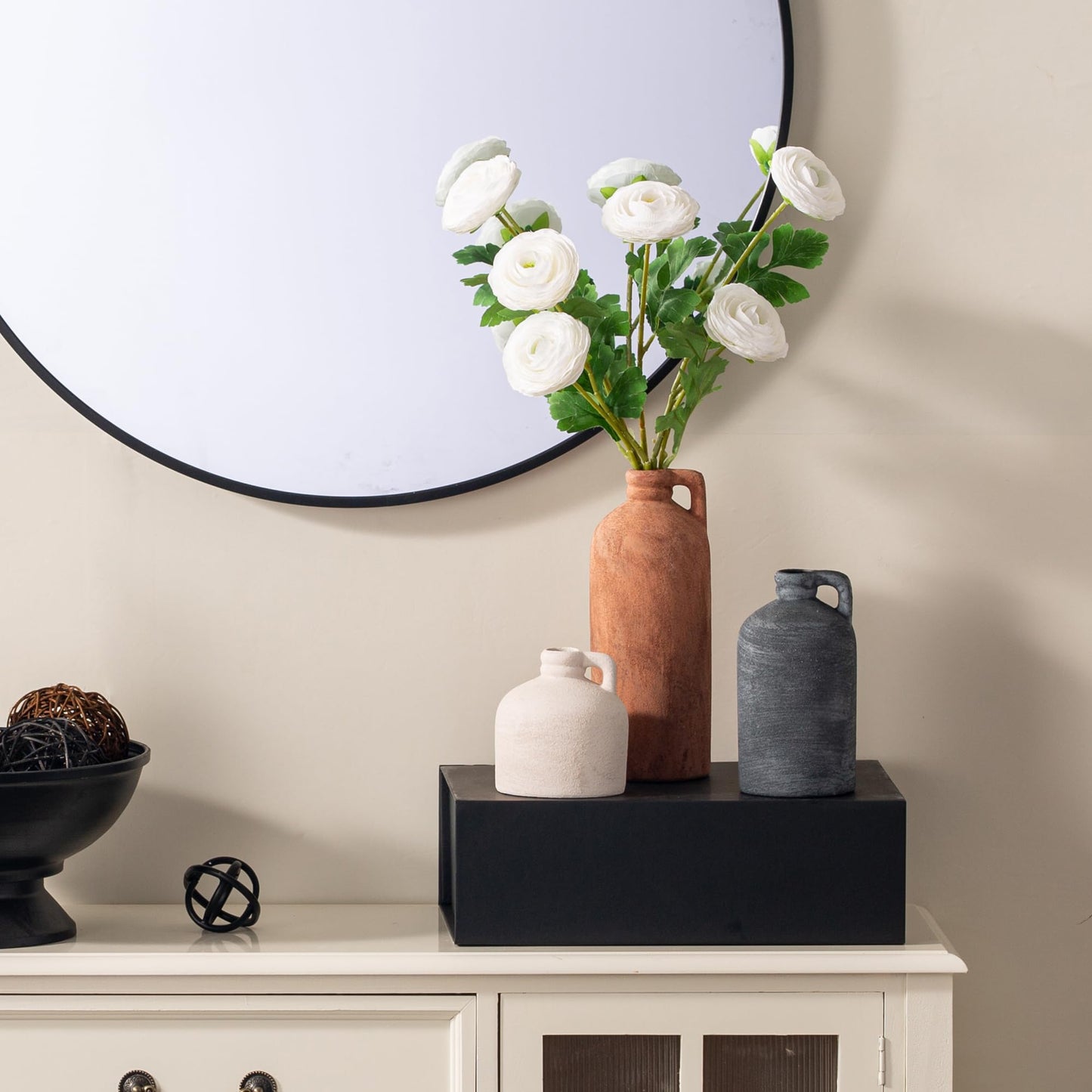 Ceramic Vase Set of 3 – Rustic Brown Home Decor Vases