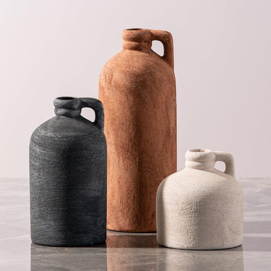 Ceramic Vase Set of 3 – Rustic Brown Home Decor Vases