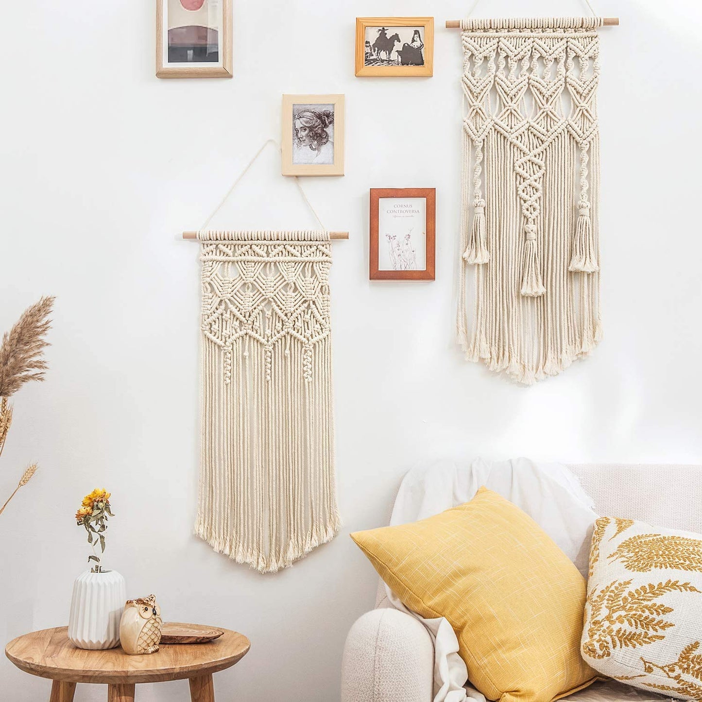 Macrame Wall Hanging Set of 2 – Boho Geometric Art 28” x 13”